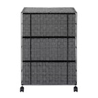 Honey-Can-Do 3 Drawer Woven Organizer with Wheels: Black Steel Frame, Decorative Storage, Plastic Drawers, 26" Height
