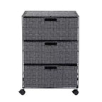 Honey-Can-Do 3 Drawer Woven Organizer with Wheels: Black Steel Frame, Decorative Storage, Plastic Drawers, 26" Height