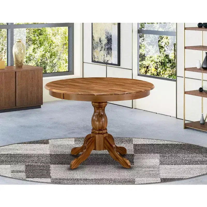 HomeStock Modern Kitchen Table with Table Top Surface and Asian Wood Dining Table Pedestal Legs