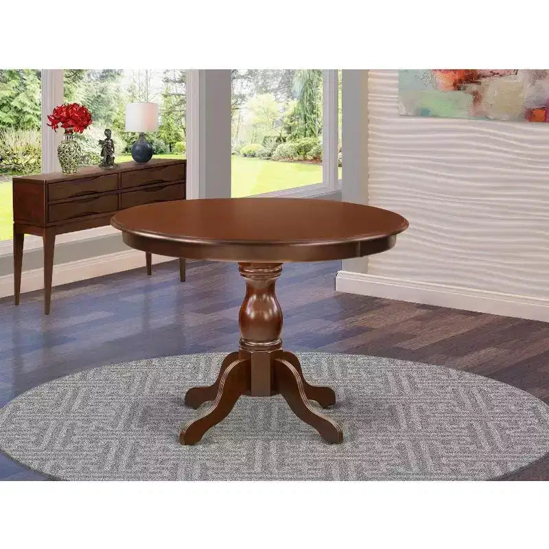 HomeStock Modern Kitchen Table with Table Top Surface and Asian Wood Dining Table Pedestal Legs