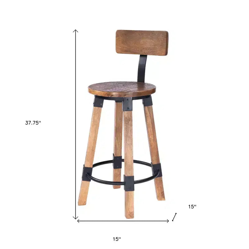 HomeRoots 28 Brown And Natural Iron Bar Chair