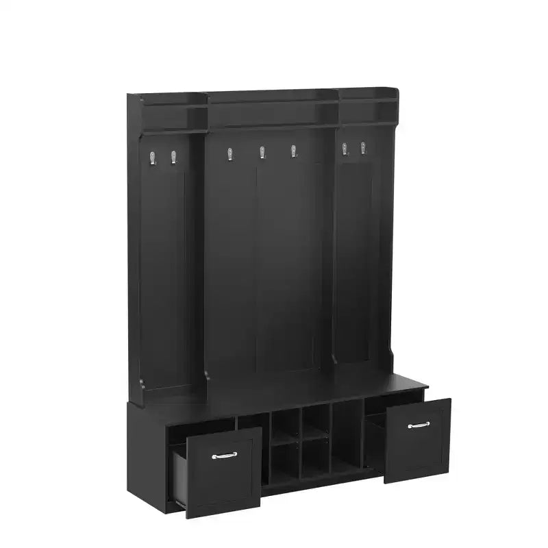 Entryway Hall Tree With Shoe Bench, Entryway Bench with Coat Rack, 58.8'' Wide Coat Rack Storage Shelf for Small Spaces Living Room Hallway