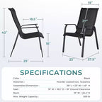 Yaheetech Set of 2 Outdoor Texteline Stackable Dining Chairs with Backrest/ Armrests for Garden, Lawn, Porch, Backyard Pool