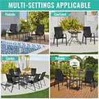 Yaheetech Set of 2 Outdoor Texteline Stackable Dining Chairs with Backrest/ Armrests for Garden, Lawn, Porch, Backyard Pool