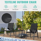 Yaheetech Set of 2 Outdoor Texteline Stackable Dining Chairs with Backrest/ Armrests for Garden, Lawn, Porch, Backyard Pool