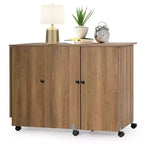 Costway Folding Sewing Table Shelves Storage Cabinet Craft Cart W/Wheels Large