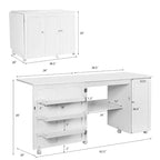 Costway Folding Sewing Table Shelves Storage Cabinet Craft Cart W/Wheels Large