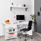 Costway Folding Sewing Table Shelves Storage Cabinet Craft Cart W/Wheels Large