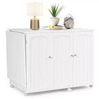 Costway Folding Sewing Table Shelves Storage Cabinet Craft Cart W/Wheels Large
