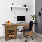 Costway Folding Sewing Table Shelves Storage Cabinet Craft Cart W/Wheels Large