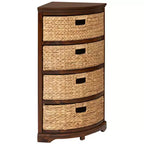 eHemco Hampton Meadows 4 Tier X-Side Corner Storage End Table with 4 Wicker Baskets