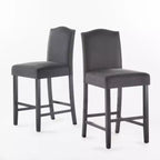 Set of 2 Upholstered Bar Stools Counter Stools Dining Chairs Pub Kitchen Stools with Nailhead Trim, Vintage&Antique, Gray/Brown-ModernLuxe