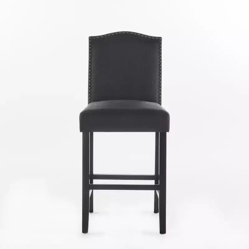 Set of 2 Upholstered Bar Stools Counter Stools Dining Chairs Pub Kitchen Stools with Nailhead Trim, Vintage&Antique, Gray/Brown-ModernLuxe