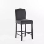 Set of 2 Upholstered Bar Stools Counter Stools Dining Chairs Pub Kitchen Stools with Nailhead Trim, Vintage&Antique, Gray/Brown-ModernLuxe