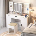 Karl Home | White Makeup Vanity Table Set with Led Lights