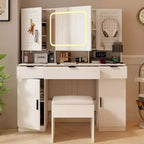 Karl Home | White Makeup Vanity Table Set with Led Lights