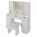 Karl Home | White Makeup Vanity Table Set with Led Lights