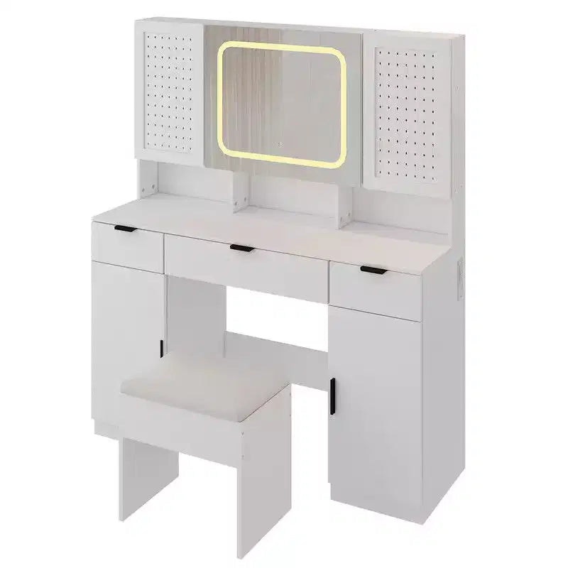 Karl Home | White Makeup Vanity Table Set with Led Lights
