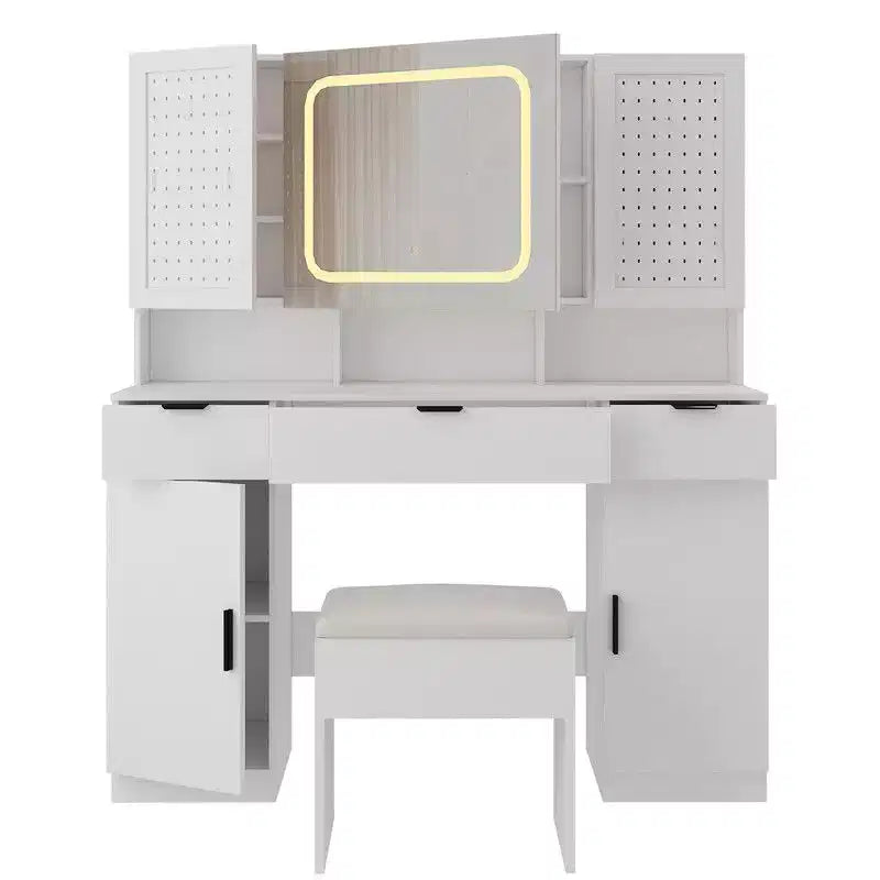 Karl Home | White Makeup Vanity Table Set with Led Lights