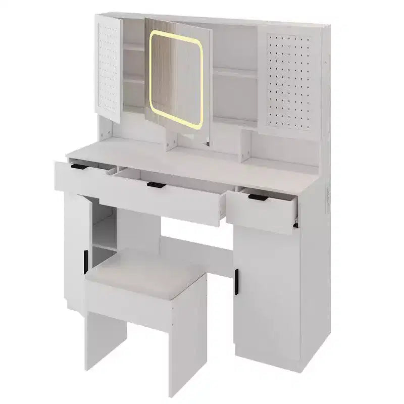 Karl Home | White Makeup Vanity Table Set with Led Lights