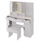 Karl Home | White Makeup Vanity Table Set with Led Lights