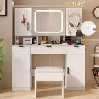 Karl Home | White Makeup Vanity Table Set with Led Lights