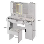 Karl Home | White Makeup Vanity Table Set with Led Lights