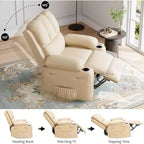 Manual PU Leather Recliner Chair - 26.8 Ergonomic Design with Cup Holders & Storage, for Home Theater, Living Room