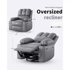 Manual PU Leather Recliner Chair - 26.8 Ergonomic Design with Cup Holders & Storage, for Home Theater, Living Room