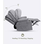 Manual PU Leather Recliner Chair - 26.8 Ergonomic Design with Cup Holders & Storage, for Home Theater, Living Room