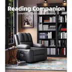Manual PU Leather Recliner Chair - 26.8 Ergonomic Design with Cup Holders & Storage, for Home Theater, Living Room