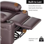 Manual PU Leather Recliner Chair - 26.8 Ergonomic Design with Cup Holders & Storage, for Home Theater, Living Room