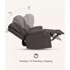 Manual PU Leather Recliner Chair - 26.8 Ergonomic Design with Cup Holders & Storage, for Home Theater, Living Room