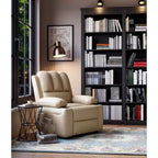 Manual PU Leather Recliner Chair - 26.8 Ergonomic Design with Cup Holders & Storage, for Home Theater, Living Room