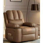 Manual PU Leather Recliner Chair - 26.8 Ergonomic Design with Cup Holders & Storage, for Home Theater, Living Room