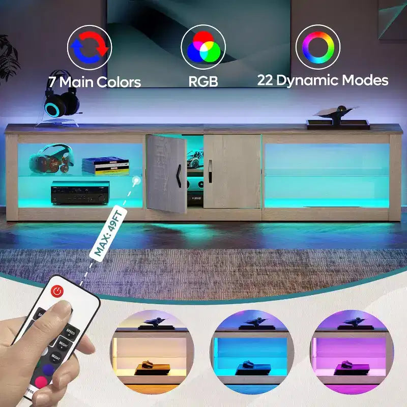 Bestier 70 LED TV Stand for TVs up to 75 Entertainment Center for Living Room