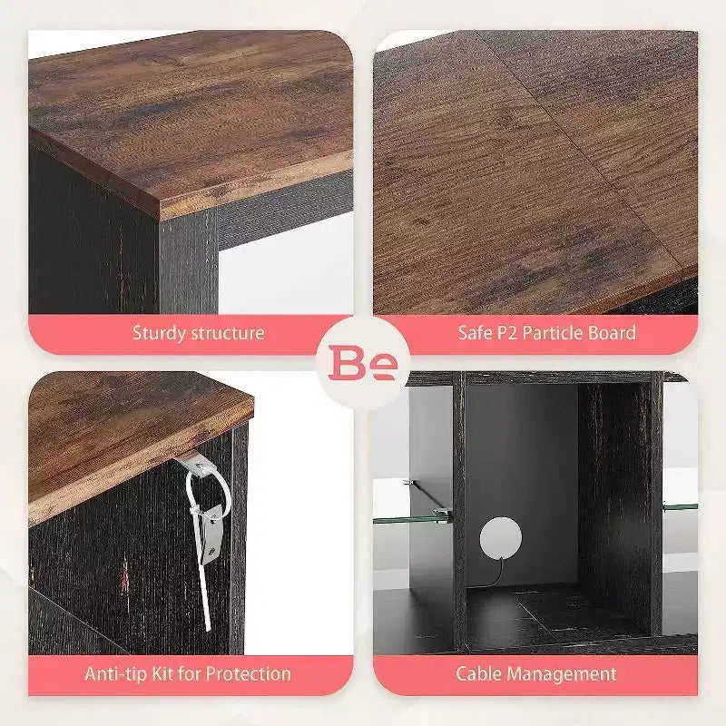 Bestier 70 LED TV Stand for TVs up to 75 Entertainment Center for Living Room