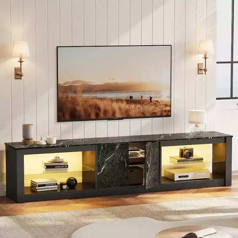Bestier 70 LED TV Stand for TVs up to 75 Entertainment Center for Living Room