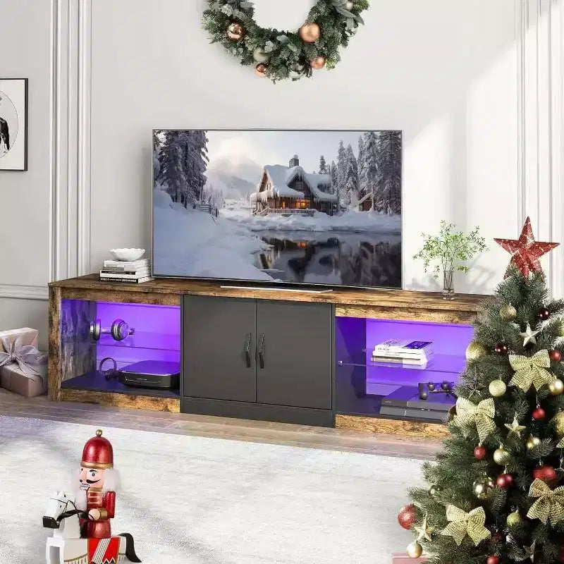 Bestier 70 LED TV Stand for TVs up to 75 Entertainment Center for Living Room