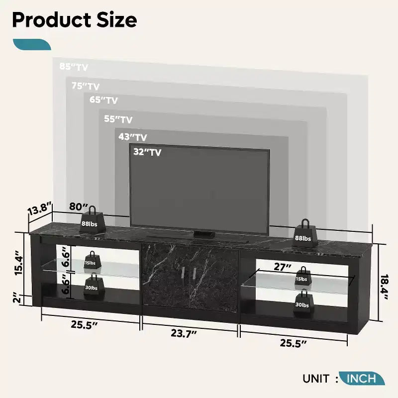 Bestier 70 LED TV Stand for TVs up to 75 Entertainment Center for Living Room