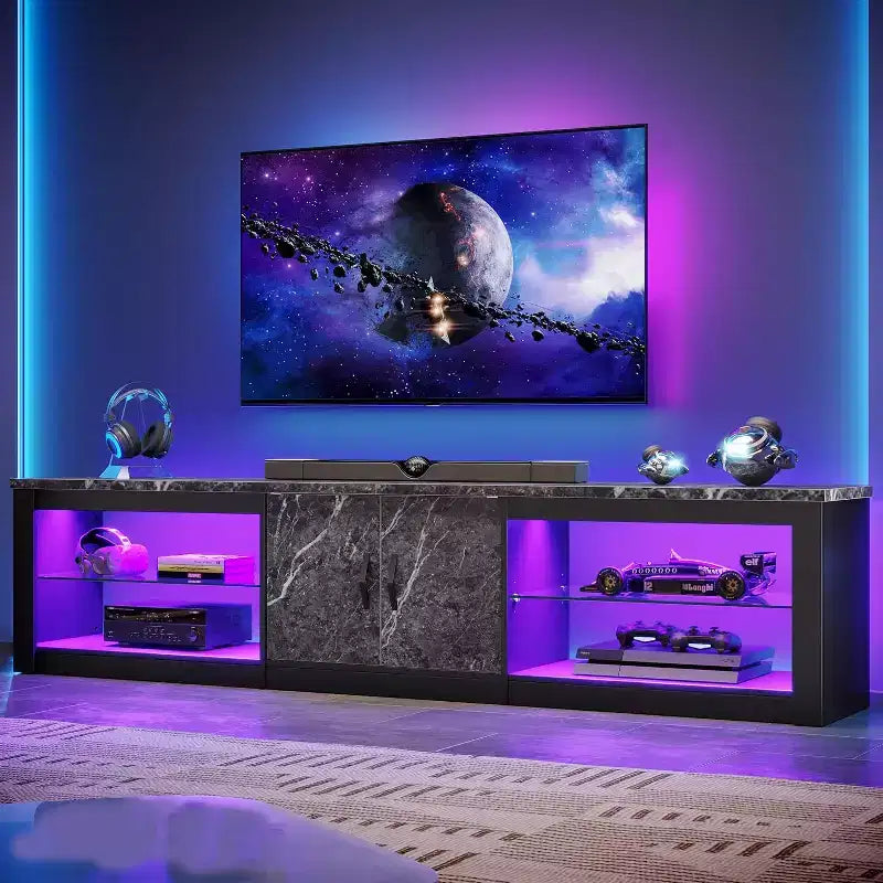 Bestier 70 LED TV Stand for TVs up to 75 Entertainment Center for Living Room