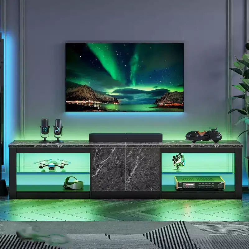 Bestier 70 LED TV Stand for TVs up to 75 Entertainment Center for Living Room