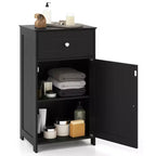 Costway White Floor Storage Cabinet Bathroom Organizer Cupboard Drawer Shelf Bath Towel White/Gray/Black