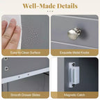 Costway White Floor Storage Cabinet Bathroom Organizer Cupboard Drawer Shelf Bath Towel White/Gray/Black