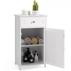 Costway White Floor Storage Cabinet Bathroom Organizer Cupboard Drawer Shelf Bath Towel White/Gray/Black