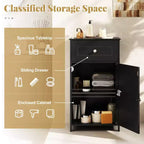 Costway White Floor Storage Cabinet Bathroom Organizer Cupboard Drawer Shelf Bath Towel White/Gray/Black