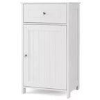 Costway White Floor Storage Cabinet Bathroom Organizer Cupboard Drawer Shelf Bath Towel White/Gray/Black