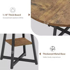 COZONY 47.2 Round Dining Table for 4-6, Industrial Circle Kitchen Table with Storage Shelf, Metal Pedestal Base
