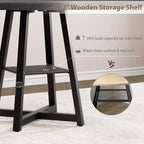 COZONY 47.2 Round Dining Table for 4-6, Industrial Circle Kitchen Table with Storage Shelf, Metal Pedestal Base