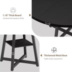 COZONY 47.2 Round Dining Table for 4-6, Industrial Circle Kitchen Table with Storage Shelf, Metal Pedestal Base